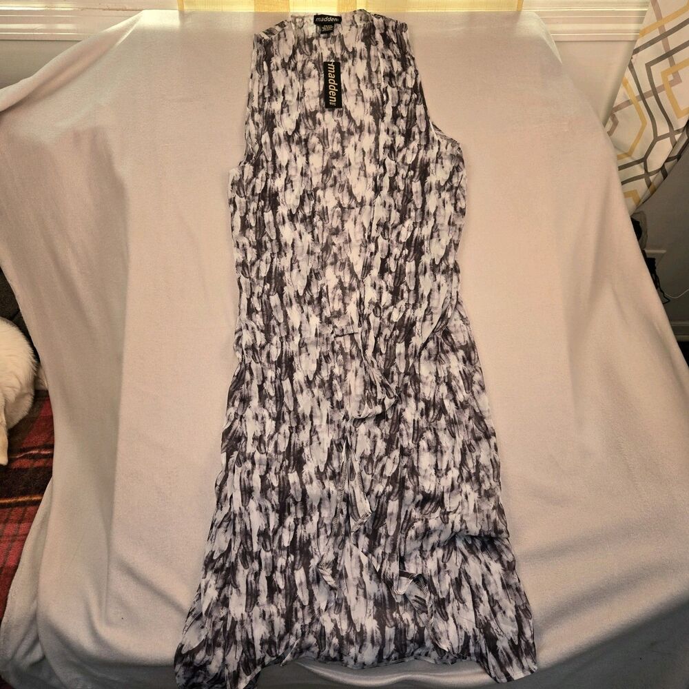 NWT Madden NYC Sleeveless Open Front Duster One Size Gray Boho Layering Cover Up
